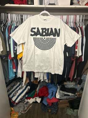 Vintage Sabian Cymbals Logo Graphic T-Shirt XL White